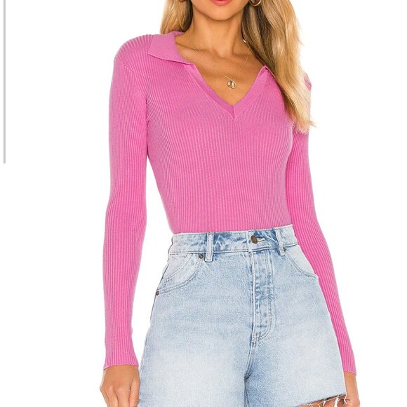 Lovers + Friends Pink V-Neck Sweater - Picture 1 of 6